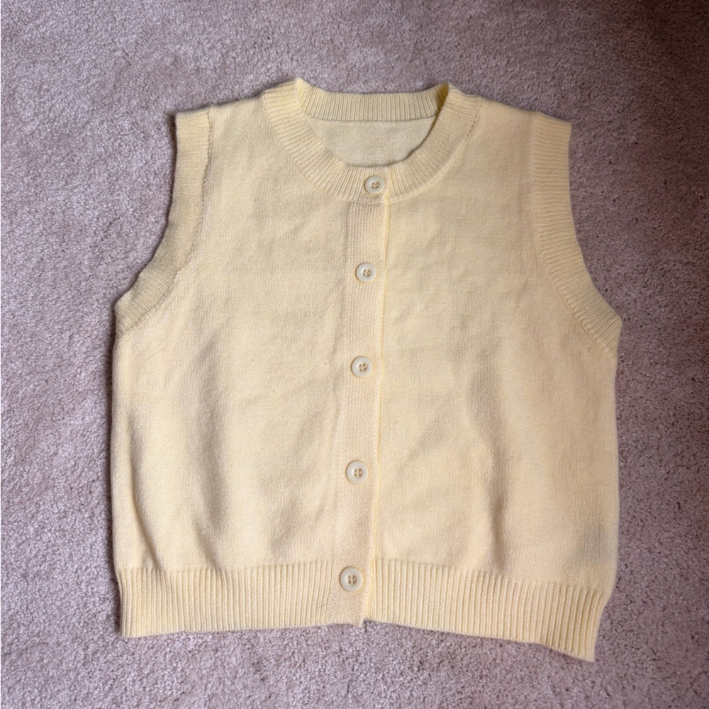 Yellow Button-Front Knit Vest